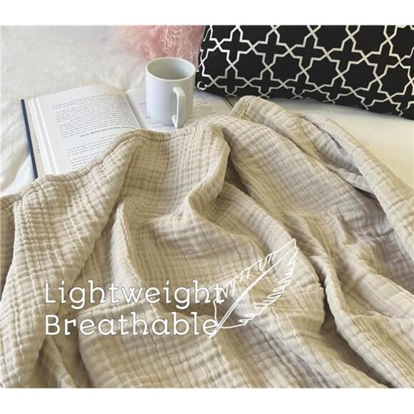 Muslin Blankets for Adults, Kids, 50"x60", 100% Organic Cotton Throw Blanket - Picture 5 of 7